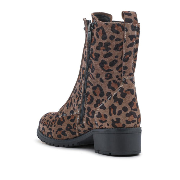 Jones Bootmaker Women's Maura Leather Block Heel Boots - Leopard