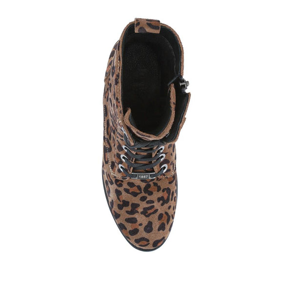 Jones Bootmaker Women's Maura Leather Block Heel Boots - Leopard