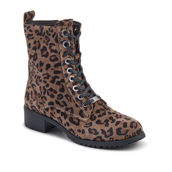 jones bootmaker Women's Maura Leather Block Heel Boots - Leopard