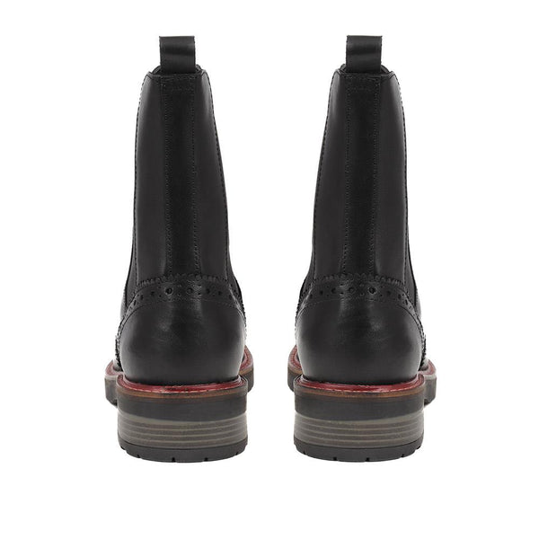 Jones Bootmaker Women's Melrose Brogue Detail Leather Chelsea Boots - Black