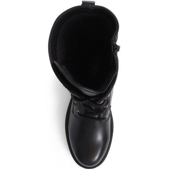 Jones Bootmaker Women's Mika Leather Lace-Up Boots - Black