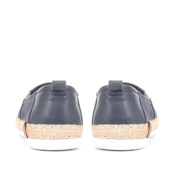 Jones Bootmaker Women's Milan Leather Espadrille Flats - Navy