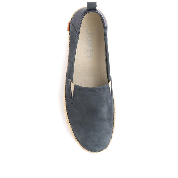 Jones Bootmaker Women's Milan Leather Espadrille Flats - Navy