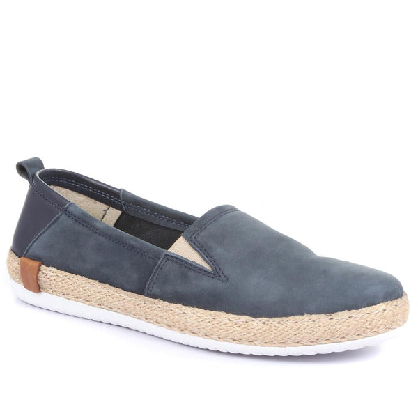 jones bootmaker Women's Milan Leather Espadrille Flats - Navy