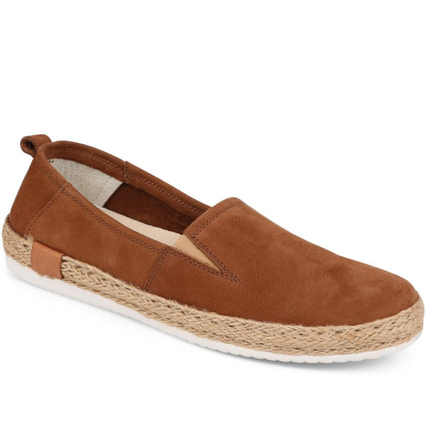 jones bootmaker Women's Milan Leather Espadrille Flats - Tan