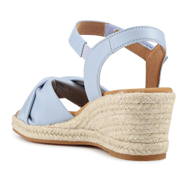Jones Bootmaker Women's Moon Gabor Leather Wedge-Heel Espadrilles - Pale Blue
