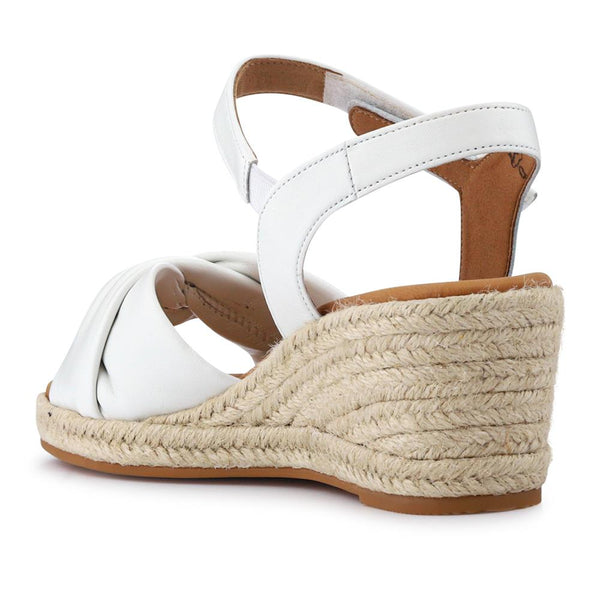 Jones Bootmaker Women's Moon Gabor Leather Wedge-Heel Espadrilles - White