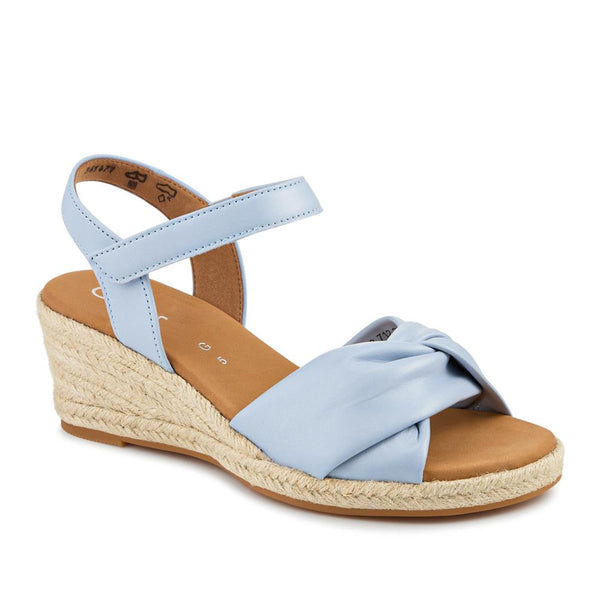 jones bootmaker Women's Moon Gabor Leather Wedge-Heel Espadrilles - Pale Blue