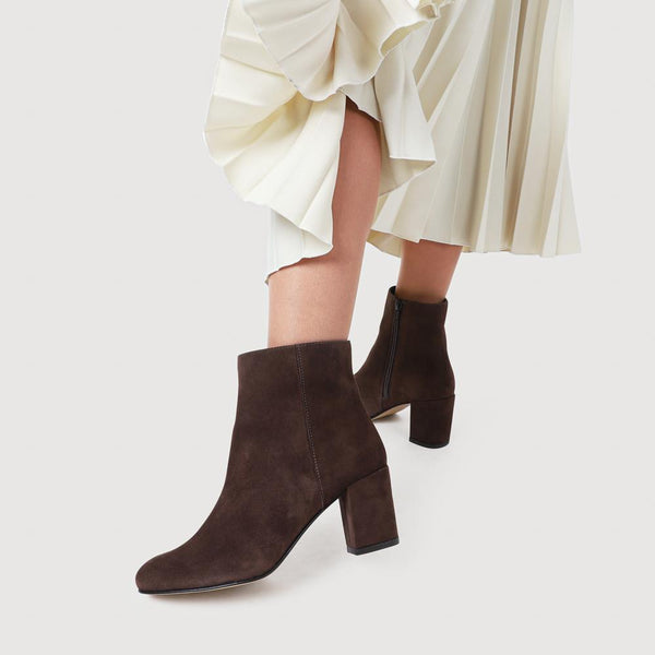 Jones Bootmaker Women's Neptune Heeled Ankle Boots - Chocolate Suede