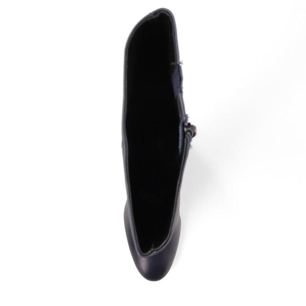 Jones Bootmaker Women's Neptune Medium Calf Fit Long Leather Boots - Navy