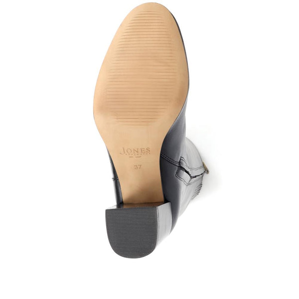 Jones Bootmaker Women's Neptune Small Calf Fit Long Leather Boots - Black