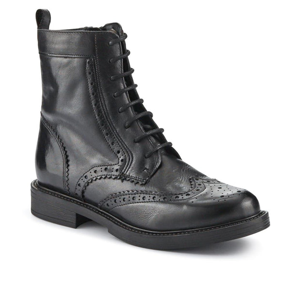 jones bootmaker Women's Noelle Leather Lace-Up Boots - Black