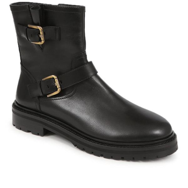 jones bootmaker Women's Noosa Chunky Biker Boots - Black