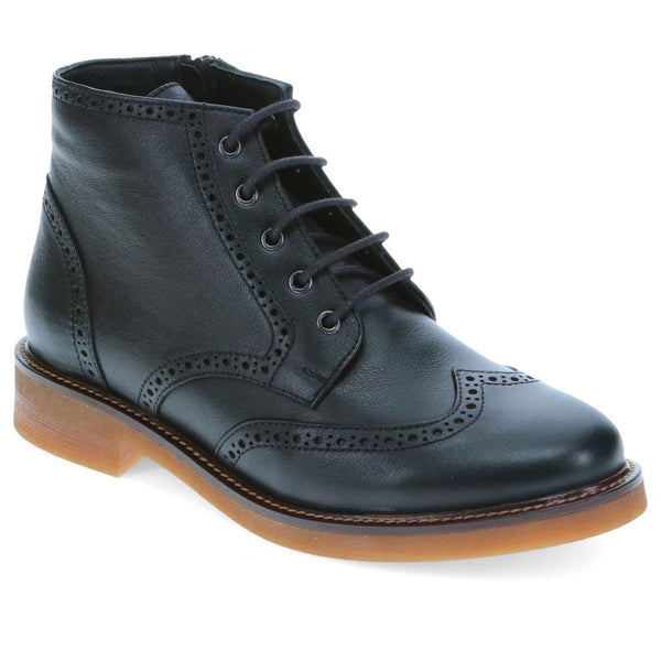 jones bootmaker Women's Novi Brogue Ankle Boots - Black