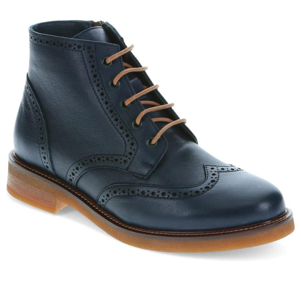jones bootmaker Women's Novi Brogue Ankle Boots - Navy