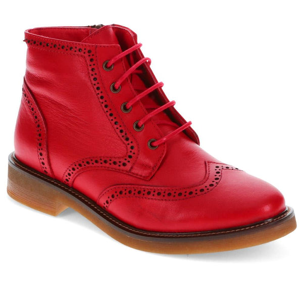 jones bootmaker Women's Novi Brogue Ankle Boots - Red