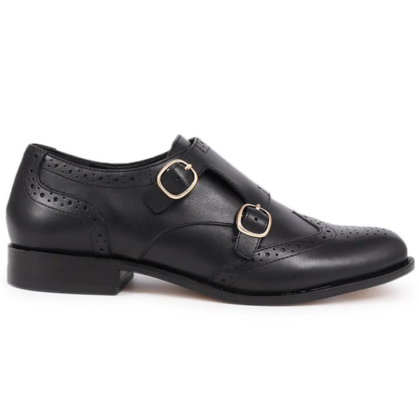 jones bootmaker Women's Oakwood Monkstrap Shoes - Black