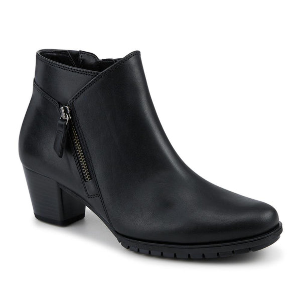 jones bootmaker Women's Olivetti Gabor Leather Block Heel Ankle Boots - Black