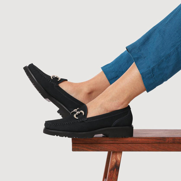 Jones Bootmaker Women's Orlana Leather Slip-On Moccasins - Navy