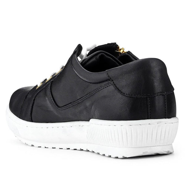 Jones Bootmaker Women's Padova Wide-Fit Leather Trainers - Black
