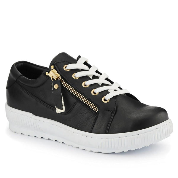 jones bootmaker Women's Padova Wide-Fit Leather Trainers - Black