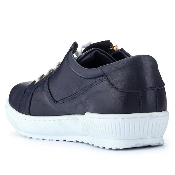 Jones Bootmaker Women's Padova Wide-Fit Leather Trainers - Navy