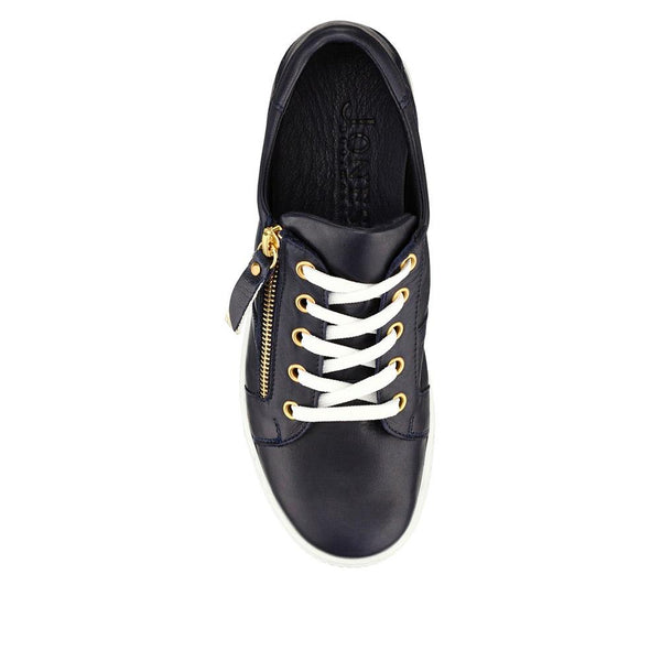 Jones Bootmaker Women's Padova Wide-Fit Leather Trainers - Navy