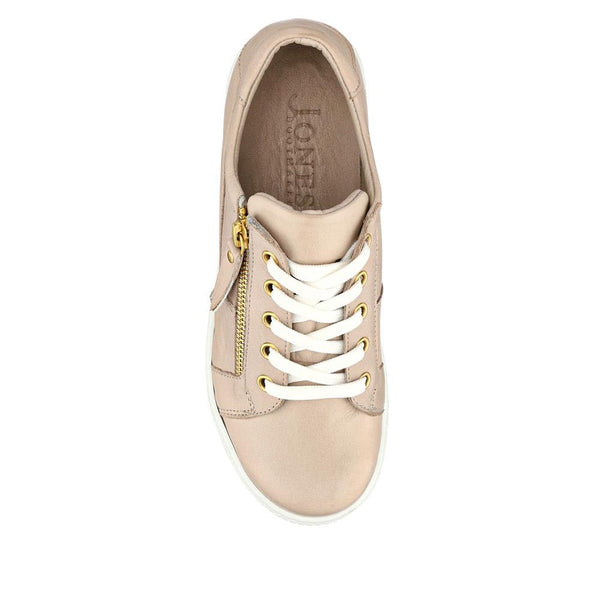 Jones Bootmaker Women's Padova Wide-Fit Leather Trainers - Stone