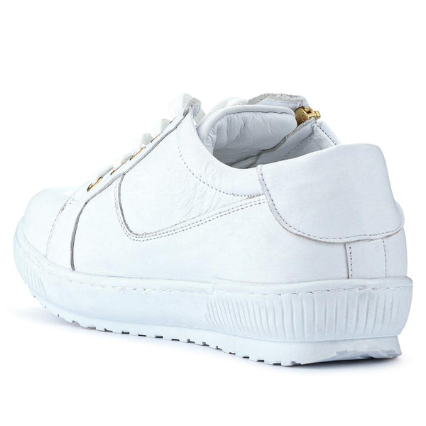 Jones Bootmaker Women's Padova Wide-Fit Leather Trainers - White