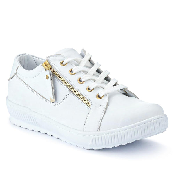 jones bootmaker Women's Padova Wide-Fit Leather Trainers - White