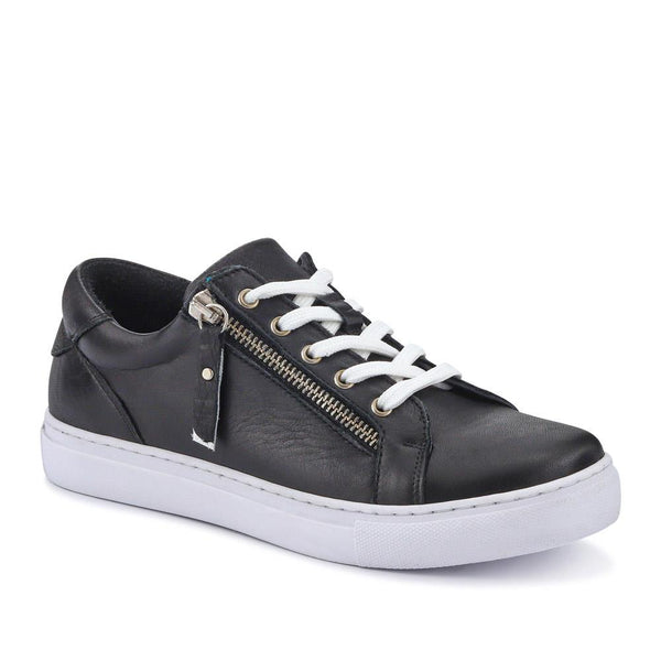 jones bootmaker Women's Padova2 Leather Lace-Up Trainers - Black