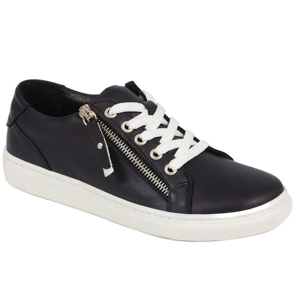 jones bootmaker Women's Padova2 Leather Lace-Up Trainers - Navy