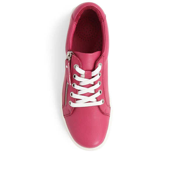 Jones Bootmaker Women's Padova2 Leather Lace-Up Trainers - Pink
