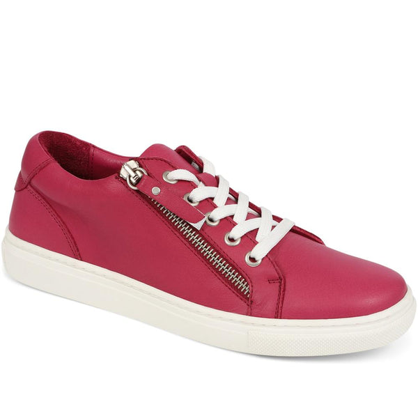 jones bootmaker Women's Padova2 Leather Lace-Up Trainers - Pink