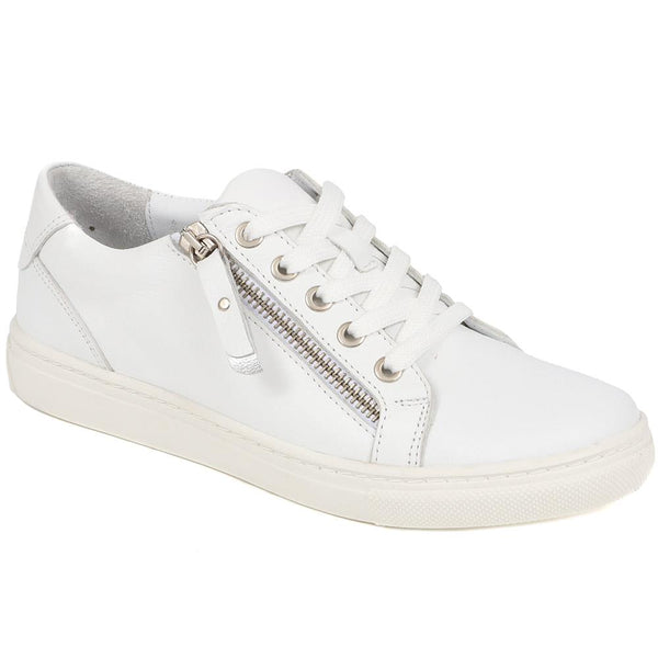 jones bootmaker Women's Padova2 Leather Lace-Up Trainers - White