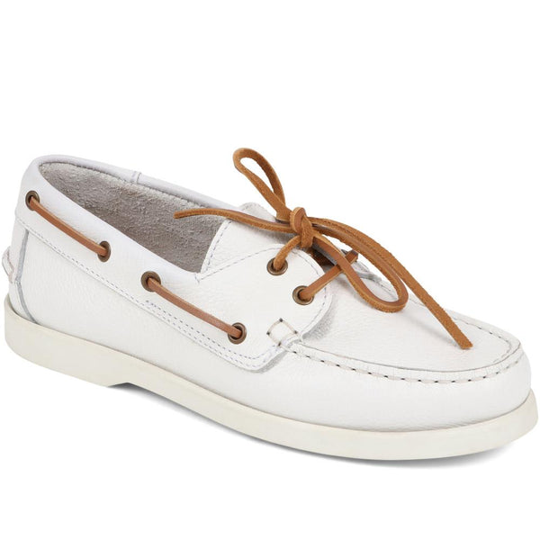 jones bootmaker Women's Patrizia Leather Boat Shoes - White