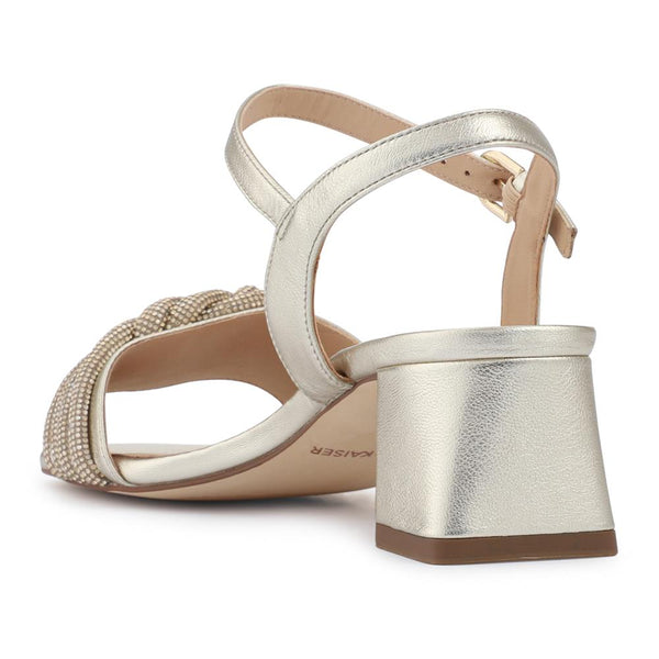 Jones Bootmaker Women's Peter Kaiser Leather Block-Heeled Sandals - Gold