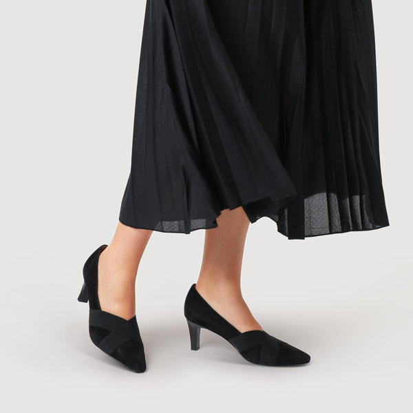 Jones Bootmaker Women's Peter Kaiser Leather Kitten-Heeled Court Shoes - Black Suede