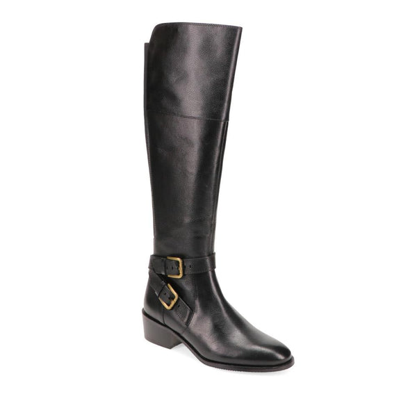 jones bootmaker Women's Phoebe Extra-Slim Buckled Leather Long Boots - Black