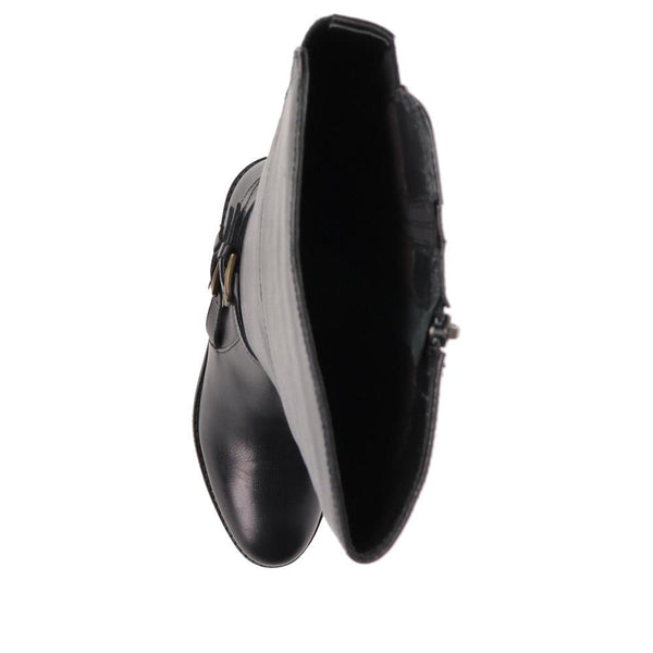 Jones Bootmaker Women's Phoebe Small Calf Fit Leather Knee Boots - Black