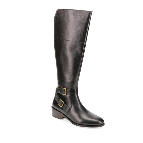 jones bootmaker Women's Phoebe Small Calf Fit Leather Knee Boots - Black