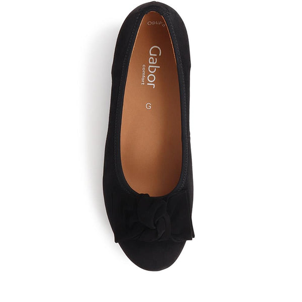 Jones Bootmaker Women's Picnic Leather Ballet Pumps - Black Suede