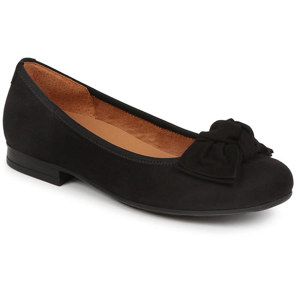 jones bootmaker Women's Picnic Leather Ballet Pumps - Black Suede