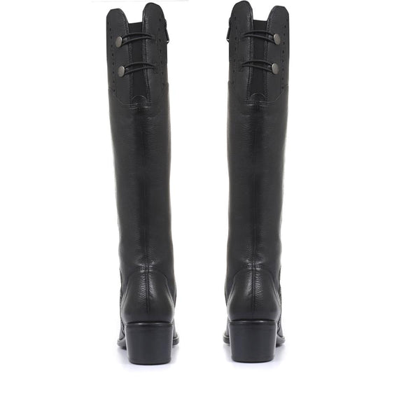 Jones Bootmaker Women's Rachel Medium Calf Fit Leather Rider Boots - Black