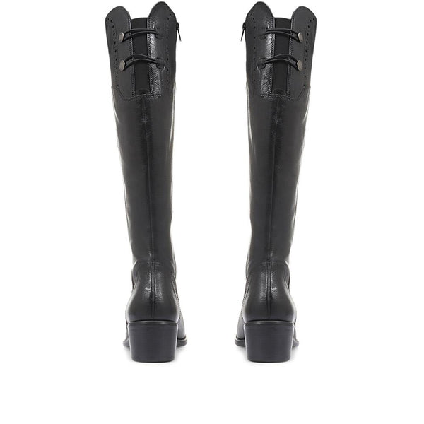 jones bootmaker Women's Rachel Slim Calf Fit Leather Rider Boots - Black