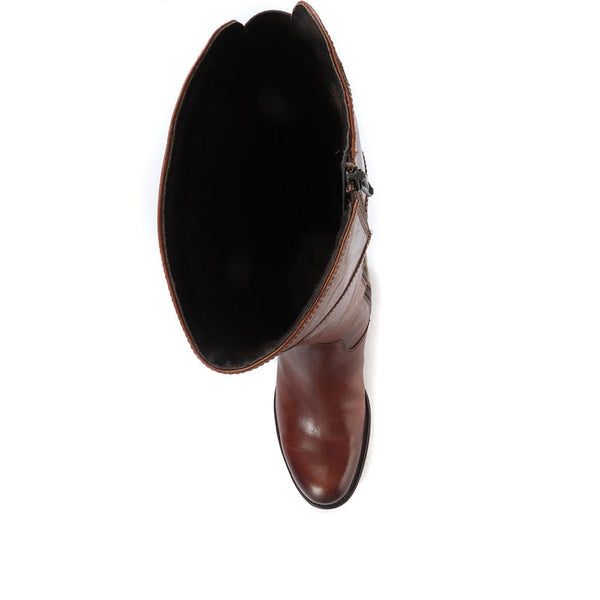 Jones Bootmaker Women's Rachel Slim Calf Fit Leather Rider Boots - Tan