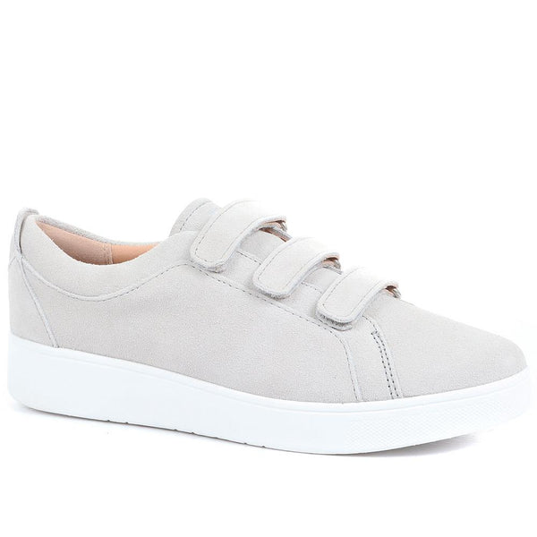 jones bootmaker Women's Rally Leather Touch Fastening Trainer - Grey Suede