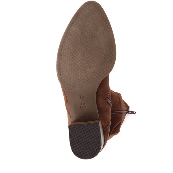 Jones Bootmaker Women's Ramona Suede Slouch Calf Boot - Tan Suede