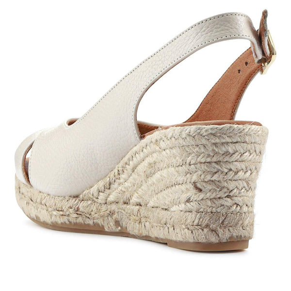 Jones Bootmaker Women's Raquelle Leather Heeled Espadrilles - Off White