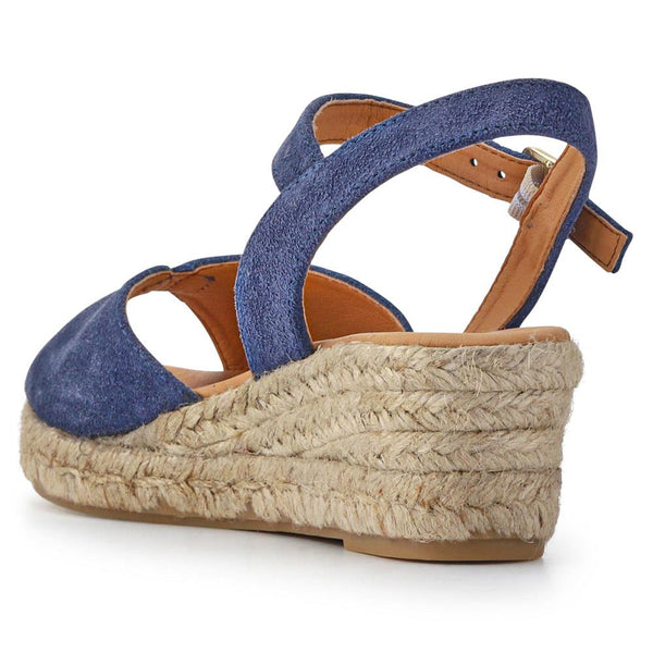Jones Bootmaker Women's Ravena Leather Espadrilles - Blue Suede